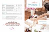 treatment GRANDHOTEL AMBASSADOR menu · 2019-10-30 · treatment menu Thai massages 30 min 60 min 90 min 120 min Classic Thai 1 550 2 450 2 650 3 250 Aroma Oil 1 850 3 350 Foot 750