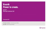 Evonik Power to create. · 2017-11-03 · Q3 2016Q3 2017 Q3 2017-242 Q3 2016-220 Q3 2017 485 289 Higher earnings base Disciplined NWC management Reduced cash-tax payments Strong Q3