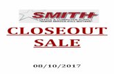 CLOSEOUT SALE - Smith Office & Computer Supplysmithofficesupply.com/images/CLOSEOUT_08-10-2017.pdf · 8/10/2017  · Sel-Jiffy Mailers 4”x6 9.5”x14-1/2” Bubble mailers Self