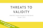 THREATS TO VALIDITY...2019/10/07  · THREATS TO VALIDITY Internal validity External validity Construct validity Statistical conclusion validity INTERNAL VALIDITY Omitted variable
