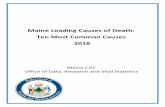 Maine Leading Causes of Death Ten Most Common Causes …...the top three causes accounted for 55% of Maine deaths in 2018. The age-adjusted all-cause mortality rate decreased from
