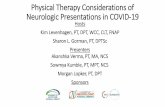 Physical Therapy Considerations of Neurologic ...€¦ · Physical Therapy Considerations of Neurologic Presentations in COVID -19 Hosts Kim Levenhagen, PT, DPT, WCC, CLT, FNAP Sharon