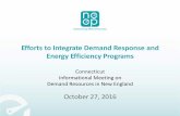 Efforts to Integrate Demand Response and Energy Efficiency … · Demand Resources in New England October 27, 2016. Integration of Energy Efficiency and DR: Integrated Demand Side