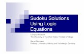 Sudoku Solutions Using Logic Equations · IWSBP 2008 / Christian Posthoff & Bernd Steinbach: Sudoku Solutions Using Logic Equations 6 Modeling Using a SAT – Instance Example - Sudoku