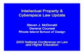 Intellectual Property & Cyberspace Law Update€¦ · Intellectual Property & Cyberspace Law Update Steven J. McDonald General Counsel Rhode Island School of Design 2003 National