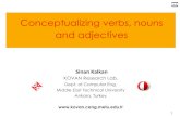 Conceptualizing verbs, nouns and adjectives · •Nouns & Adjectives: –There is a functional/underlying difference between them •This can shed some light to developmental psychologists