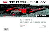 TEREX FINLAY TELEMATICS SYSTEM C1554 CONE CRUSHER · CONE CRUSHER R SPECIFICATION: ... Hydraulic overload protection with automatic reset. This allows the upper frame to lift up,