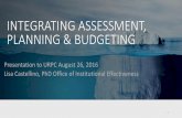 INTEGRATING ASSESSMENT, PLANNING & BUDGETING · Rubrics divide an assignment into its component parts and provide a detailed description of what constitutes acceptable or unacceptable
