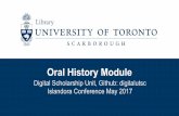 Oral History Module - University of Toronto T-Space Histor… · Add a transcript datastream Add a transcript datastream Replace transcript datastreams Edit a transcript tier in the