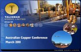 Australian Copper Conference · This presentation is not a prospectus nor an offer for securities in any jurisdiction nor a securities recommendation. ... (Chief Financial Officer)