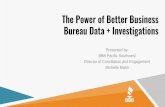 The Power of Better Business Bureau Data + Investigations...The Power of Better Business Bureau Data + Investigations Presented by: BBB Pacific Southwest Director of Conciliation and