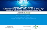 201 3 Lead Generation Marketing Effectiveness Study€¦ · of B2B Lead Generation marketers for select questions. Supplemental participants were recruited through social media and