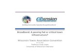 Wisconsin Towns Association Convention · 2018-10-11 · Broadband: A passing fad or critical town infrastructure? Wisconsin Towns Association Convention . 10-15-2012 . Professor