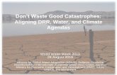 Don’t Waste Good Catastrophes · 2019-08-28 · Don’t Waste Good Catastrophes: Aligning DRR, Water, and Climate Agendas World Water Week 2019 28 August 2019 Alliance for Global