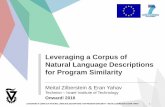Code Similarity via Natural Language Descriptionsmbs/slides/onward16-meital.pdf · LEVERAGING A CORPUS OF NATURAL LANGUAGE DESCRIPTIONS FOR PROGRAM SIMILARITY - MEITAL ZILBERSTEIN