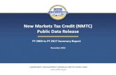 New Markets Tax Credit (NMTC) Public Data Release NMTC Public Data... · 2020-01-17 · Through FY 2017, nearly a third of all NMTC proceeds were invested in single and mixed- use