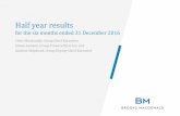 for the six months ended 31 December 2016/media/Files/B/Brooks-Macdon… · Interim dividend up 25% to 15p Cash & liquid investments of £21.6m “A strong first half for the Group