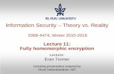 Lecture 11: Fully homomorphic encryptiontromer/istvr1516-files/lecture11-FHE...0368-4474, Winter 2015-2016 Lecture 11: Fully homomorphic encryption Lecturer: Eran Tromer Including