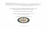 Failure of the Affordable Care Act Health Insurance CO-OPs Staff Report... · I. EXECUTIVE SUMMARY The Patient Protection and Affordable Care Act (ACA) created the Consumer Operated