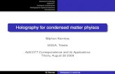 Holography for condensed matter phyiscselftrfsz/ADSCFT/Kormos_adscondmat.pdf · Holography for condensed matter phyiscs Márton Kormos SISSA, Trieste AdS/CFT Correspondence and its