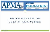 BRIEF REVIEW OF 2013 -14 ACTIVITIES · and Means committees regarding the committees' discussion draft addressing sustainable growth rate (SGR) repeal and Medicare ... introduced