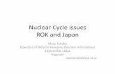 Nuclear Cycle issues ROK and Japan · ROK policy on reprocessing •Rational for Korean Reprocessing: Pools will become full starting 2016 •The current agreement of nuclear cooperation