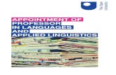 APPOINTMENT OF PROFESSOR IN LANGUAGES AND APPLIED … · 2018-04-03 · LANGUAGES AND APPLIED LINGUISTICS The School of Languages and Applied Linguistics is part of the Faculty of