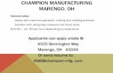 CHAMPION MANUFACTURING MARENGO, OH · CONTACT AARON A. ANGEL/MANAGING AGENT @ 614/746-22673 385 County Line Road, West Westerville, OH 43085 01/15/2014 LINCOLN HERITAGE LIFE INSURANCE