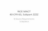 RICE MACT 40 CFR 63, Subpart ZZZZ 3 Qtr/RMPG-RICE... · 12/19/2002  · 40 CFR 63, Subpart ZZZZ SI Source Requirements 7/18/2013. Key Definitions • Stationary RICE –Reciprocating