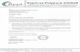 Rajshree Polypack Limited...2020/08/01  · Rajshree Polypack Limited MFG of Plastic Rigid Sheets & Thermoformed Packaging Products Regd Office.: Unit No.503-504, Lodha Supremus, Road