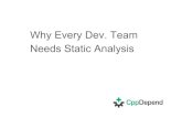 Why Every Dev Team needs static analysis - Cppdepend...Why Every Dev. Team Needs Static Analysis This Presentation Will Cover: •The Cost of Bugs in Software Development •The Advantages
