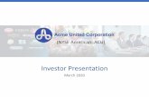Investor Presentation...Mar 13, 2020  · (NYSE American: ACU) Investor Presentation. March 2020 . Forward-looking statements in this report, including without limitation, statements