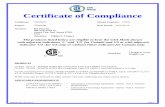 Certificate of Compliance - Bel · Certificate: 70025997 Project: 70046788 Master Contract: 170351 Date Issued: 2015-09-16 DQD 507 Rev. 2012-05-22 Page 2 CONDITIONS OF ACCEPTABILITY