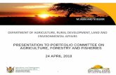 PRESENTATION TO PORTFOLIO COMMITTEE ON AGRICULTURE, … · 2018-04-26 · • Detailed Report – Budget and Expenditure – Ilima/Letshema – Masibuyele Esibayeni ... Sector Q3