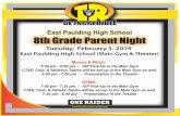 ONE RAIDER - Paulding County School District ... 8th Grade Parent Night East Paulding High School Tuesday,