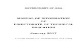 MANUALOFINFORMATION OF DIRECTORATEOFTECHNICAL …dte.goa.gov.in/wp-content/uploads/2017/02/rtimanual2017.pdf · INFORMATIONMANUALUNDERRIGHTTOINFORMATIONACT2005 JANUARY–2017 DIRECTORATEOFTECHNICALEDUCATION,PORVORIM,GOA403521