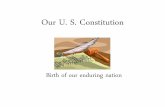 Our U. S. Constitution€¦ · U. S. Constitution “Supreme Law of the Land Legislative Branch To make laws Executive Branch To carry out, enforce, & administer the laws Judicial