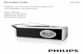 Portable radio AE2790 1 - download.p4c.philips.com€¦ · Switching on radio 1 Press 2 to switch on the set. 2 Press SOURCEto select FM or MW wave-band. Waveband and radio frequency
