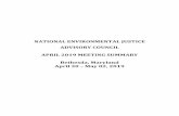 NATIONAL ENVIRONMENTAL JUSTICE ADVISORY ......The National Environmental Justice Advisory Council (NEJAC) convened on Tuesday, April 30, 2019, Wednesday, May 1, 2019, and Thursday,
