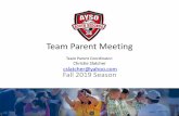 Team Parent Meeting - Amazon Web Services · Important Dates for Fall 2019 • Aug 28 Team Parent Meeting –Thanks for Coming! • Aug 31 Basic Referee Training Course • (9:00-4:30