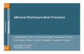 Mineral Disclosure Best Practices - Slides€¦ · 2010 Australian study (ASX) Market response to resource announcements by mining companies from 2005-2008 • 603 news releases by