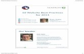 10 Website Best Practices for 2013€¦ · Website Best Practices 5/20/2013 3 Website Best Practices 5 Text Heavy Slides… oh no! I promise I do not just read the slides • Boring!