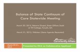 Balance of State Continuum of Care Statewide Meeting...January 28, 2014, initial Governance Charter ratified by a majority of Continuum membership. Board appointments from state agencies