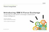 Introducing IBM X-Force Exchange · scale of IBM X-Force Introducing IBM X-Force Exchange Research and collaboration platform and API Security Analysts and Researchers Security Operations
