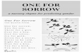 ONE FOR SORROW a nursery rhyme for predicting gender One ... · a nursery rhyme for predicting gender One For Sorrow THE MAGPIE POEM One for sorrow, Two for joy, Three for a girl,