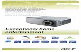 Exceptional home entertainment · • Instant Resume Security PIN Living-room performance • DVI, dual-HDMI ® digital connectivity • ±15 degree manual keystone correction Auto