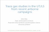 Trace gas studies in the UT/LS from recent airborne campaigns · 2017-07-10 · Methane ppb 1840 1925 85 5% Ethane ppt 310 530 220 71% Ethyne ppt 40 120 80 200% Propane ppt 10 65