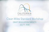 Clean Miles Standard Workshop · 2020-07-21 · Workshop Topics • Draft electrification targets • Draft greenhouse gas targets • Reporting requirements • Fuel consumption