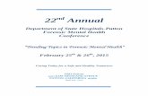 Forensic Mental Health Conference 2015€¦ · Mental Health” The 22. Annual Patton State Hospital Forensic Mental Health Conference is presented without cost to participants in