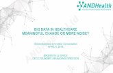 BIG DATA IN HEALTHCARE MEANINGFUL CHANGE OR MORE … · FaceBook 4.75B pieces data/day Google 3B searches/day 1MWyber R et al. 2015. World Health Organization. Big data in global